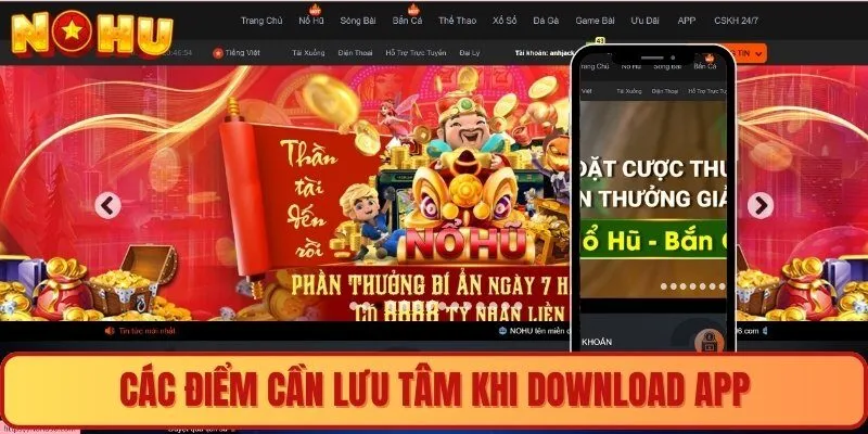 Các điểm cần lưu tâm khi download app
