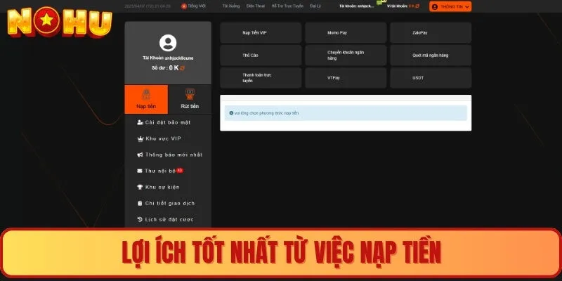 Lợi ích tốt nhất từ việc nạp tiền 